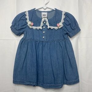 VINTAGE Brooke Lindsay Denim Babydoll Dress Size 18M